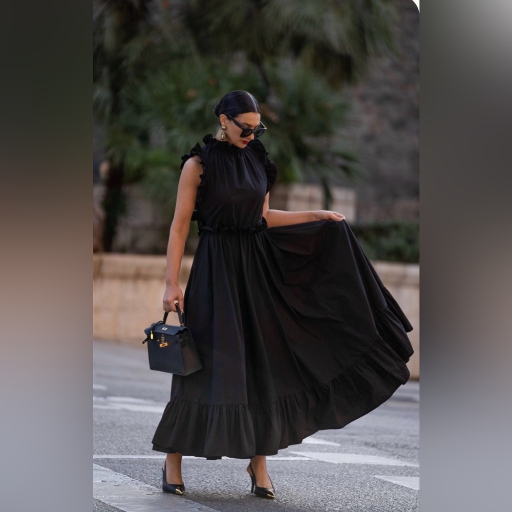 MARIELLE Almelo Martinique Black Elegant Ruffle Maxi Dress New With Tags